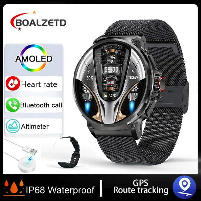 Novo relógio inteligente Ultra HD de 1,85 polegadas com GPS, rastreamento, chamada Bluetooth, bateria grande de 710 mAh, smartwatch esportivo e fitness para Huawei Xiaomi