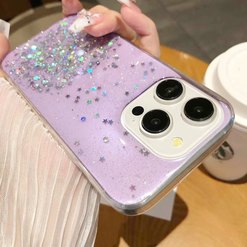 Dream Glitter Silicone Epoxy Soft Case for Samsung S24 ULTRA S23 Plus S25 A05S M54 F54 M34 A25 A15 A35 A55 thin Clear Cover