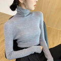 Lucyever Turtleneck Sweater for Women Autumn Winter Basic Solid Knitted Jumpers Tops Korean Casual Slim Long Sleeve Pullovers