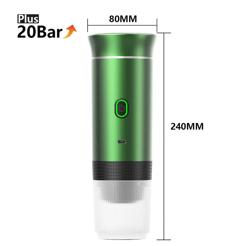 Máquina de café expresso elétrica portátil sem fio para carro e casa, cafeteira de acampamento, cápsula 3 em 1, cafeteira de viagem