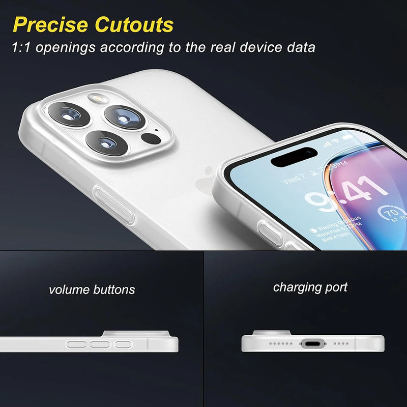 Luxury Matte Silicone Soft Back Cover Case For iPhone 16 15 14 13 Pro Max Plus Mini Transparent White Clear Ultra Thin Shell