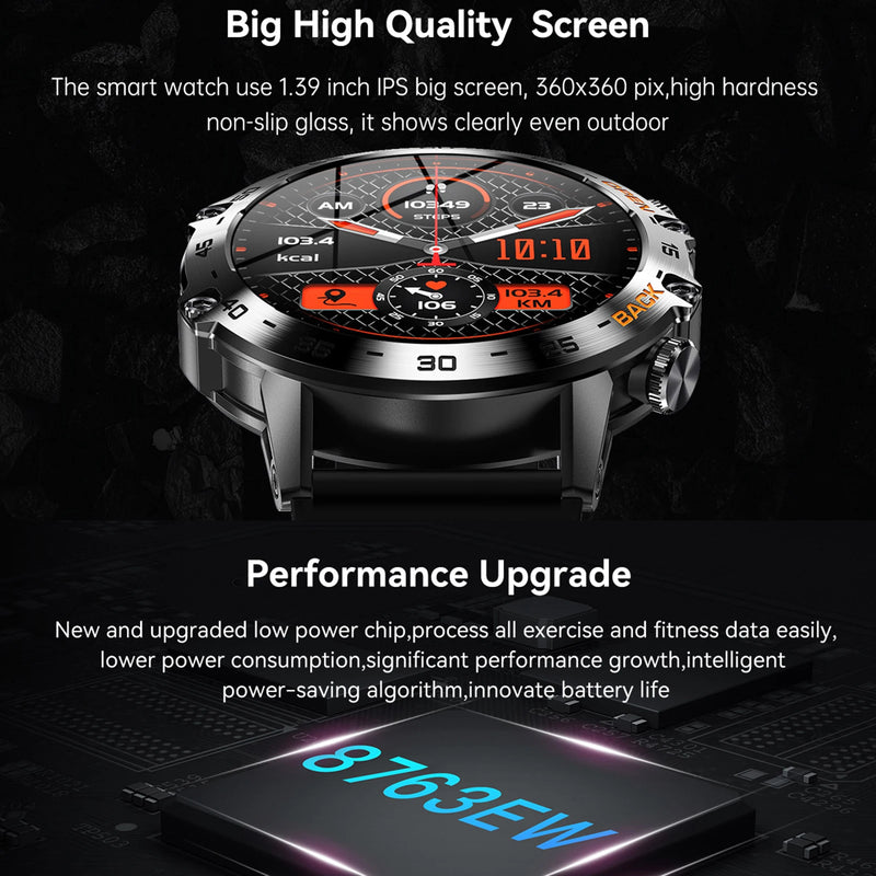 K52 Smart Watch 1.39inch FullTouch Screen Bluetooth Call Fitness Tracker Heart Rate Blood Oxygen Monitor Multiple Sports Mode