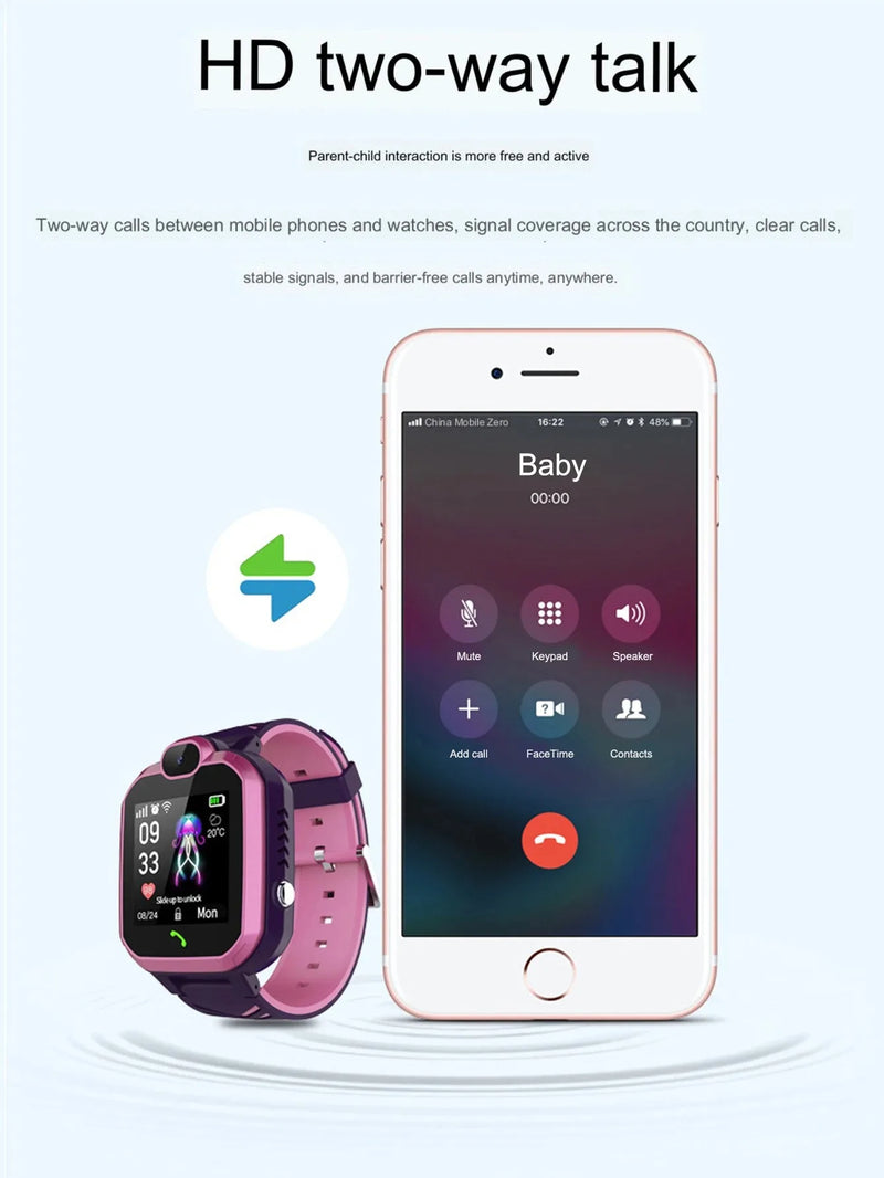 Relógio Inteligente Infantil Eletrônico Esporte SOS Crianças Smartwatch Telefonema Cartão SIM 2G Localização Câmera Foto Presente Para Menino Meninas Relógio