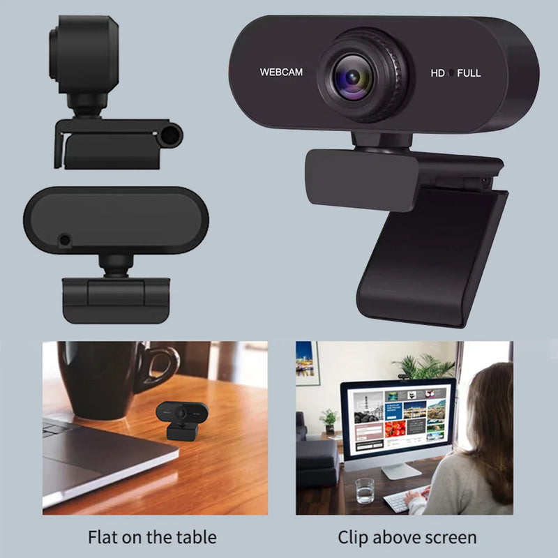 USB HD 1080P/2K Webcam Plug and Play with Microphone Computer Web Camera Autofocus for PC/Laptop Conferencing and Video Calling