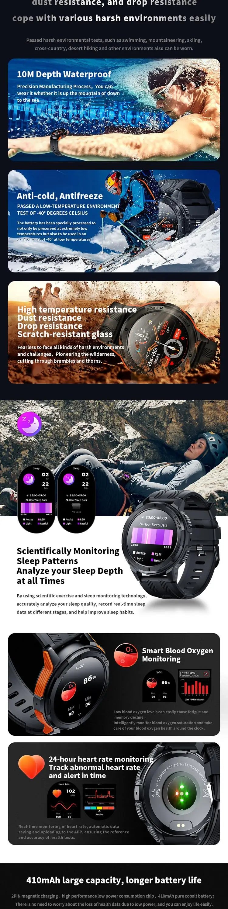 Smart Watch C25 Men Bluetooth Call 1.43inch Amoled Screen AI Voice 410mAh Battery 1ATM Waterproof Outdoor Sport Smartwatch